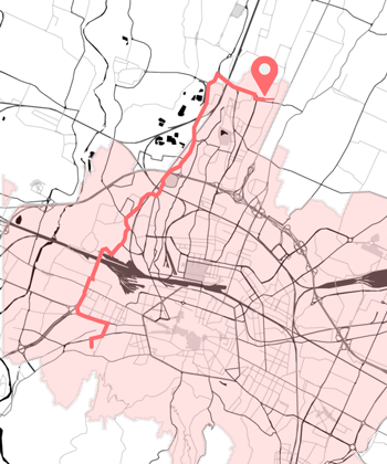 a map of bologna with the route taken by the commuting parties