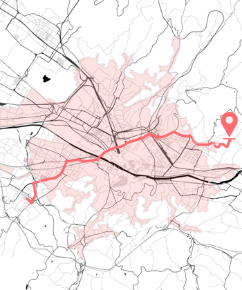 a map of florenz with the route taken by the commuting parties