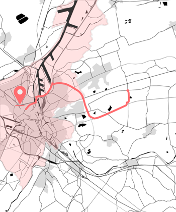 a map of genwith the route taken by the commuting parties